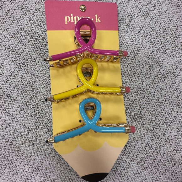 Piper•K Metal Pencil Hair Clips Set 3- NWT - Picture 1 of 1